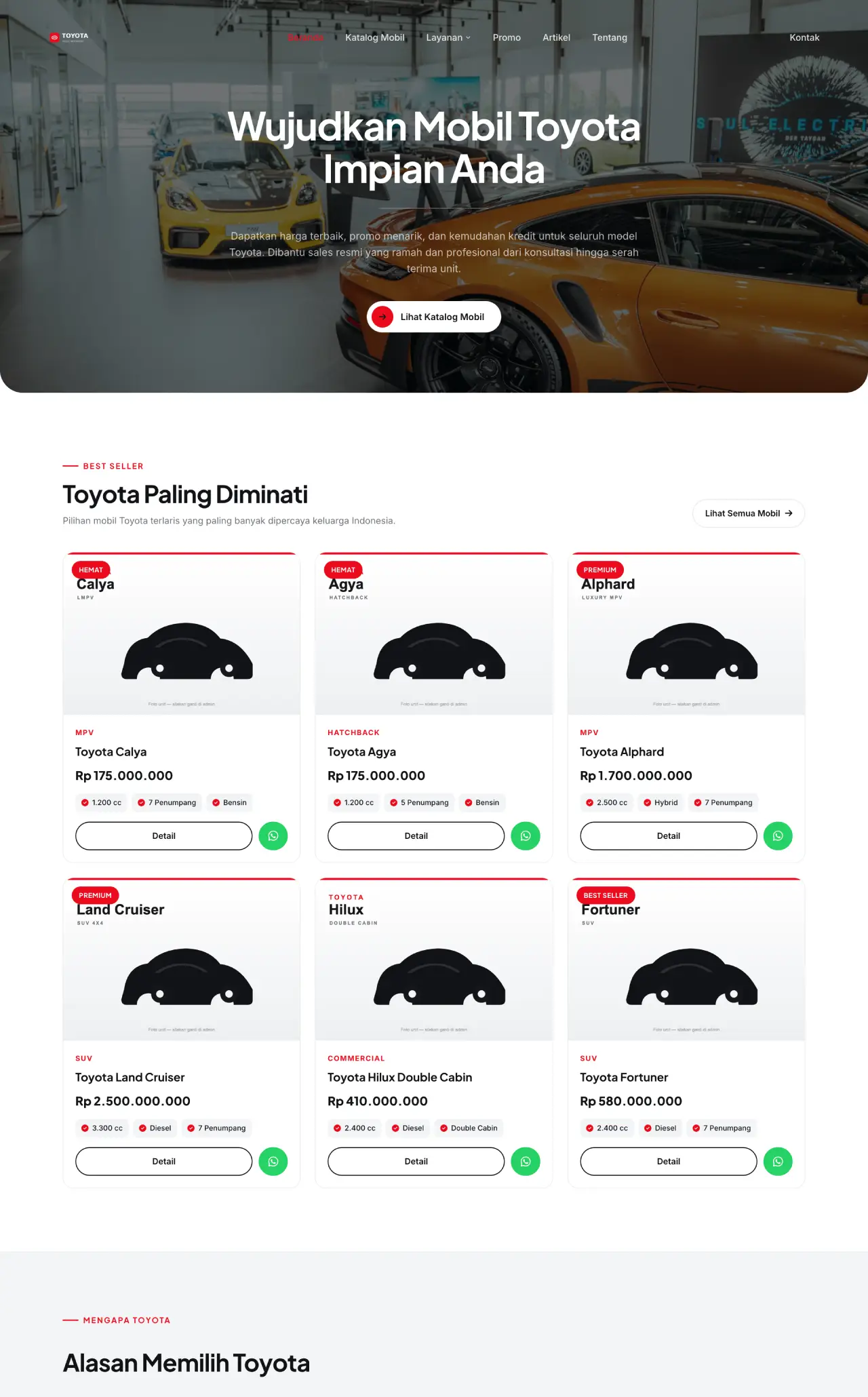 Tampilan desain Sales Mobil